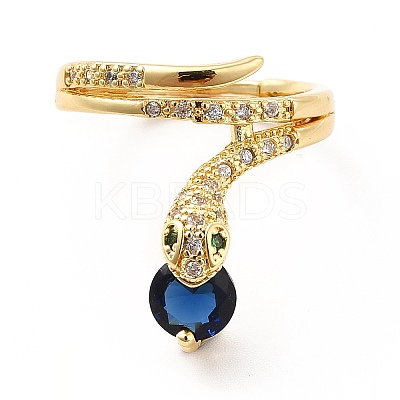 Cubic Zirconia Snake with Glass Wrap Adjustable Ring KK-H439-02A-G-1