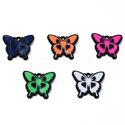 Spray Painted Alloy Enamel Pendants X-ENAM-N060-02-1