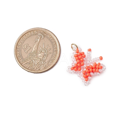 Glass Seed Beaded Butterfly Pendants PALLOY-MZ00473-1