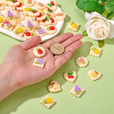 60Pcs 6 Style Opaque Resin Decoden Cabochons CRES-CJ0001-50-1