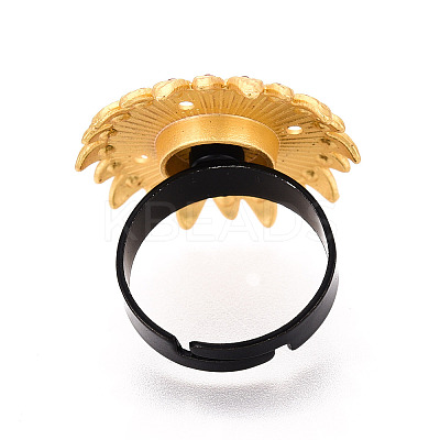 Adjustable Flower Alloy & Iron Rhinestone Bezel Cup Ring Base with Rotatable Tray MAK-T012-09G-1