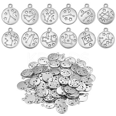 84 Pieces Zodiac Sign Charm Pendants 12 Constellation Charm Pendant Alloy Charm for Jewelry Necklace Earring Making Crafts JX557A-1
