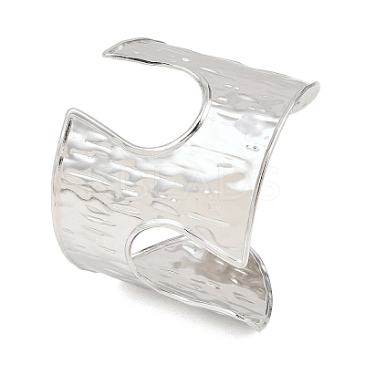 Hammered 304 Stainless Steel Cuff Bangles BJEW-Z164-01P-1