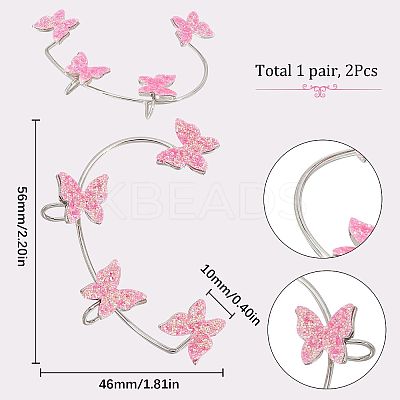 2Pcs 2 Styles Bling Butterfly Cuff Earrings EJEW-SC0001-26B-1