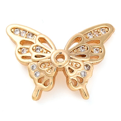 Brass Micro Pave Cubic Zirconia Beads KK-K378-42G-1
