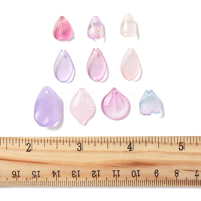 100Pcs 10 Styles Transparent Spray Painted Glass Pendants GLAA-FS0002-16-1
