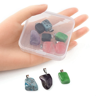 10Pcs 5 Styles Natural & Synthetic Mixed Gemstone Pendants G-YW0001-37-1