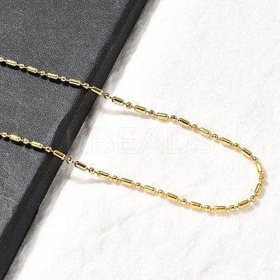 2MM 201 Stainless Steel Column Ball Chain Necklaces NJEW-C097-01G-1