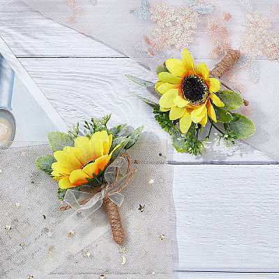 2Pcs Silk Corsage Boutonniere AJEW-CP0001-62-1