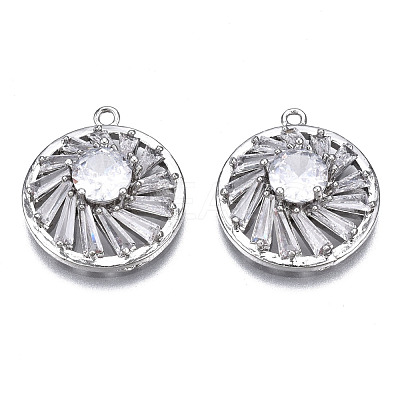 Brass Clear Cubic Zirconia Pendants ZIRC-S069-006P-1