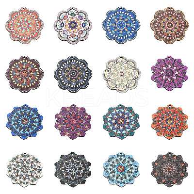 32Pcs 16 Styles Printed Wooden Pendants WOOD-CJ0001-96-1