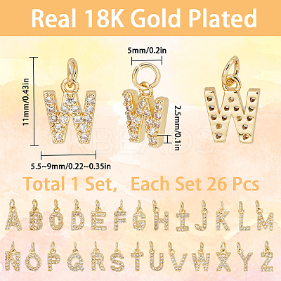 1 Set Brass Micro Pave Clear Cubic Zirconia Charms KK-SC0005-07-1