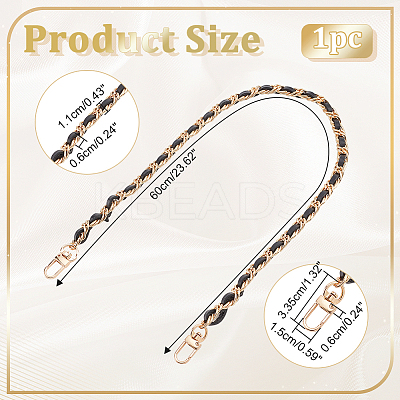 Cowhide Leather Purse Iron Chain Straps FIND-WH0156-32KCG-1
