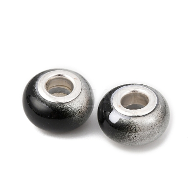 Two Tone Opaque Resin Rondelle European Beads RESI-Z046-02H-1