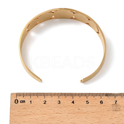 Religion 201 Stainless Steel Cuff Bangles for Women BJEW-F507-01G-1