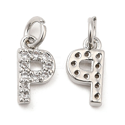 Brass Micro Pave Grade AAA Cubic Zirconia Charms ZIRC-P067-11P-P-NR-1