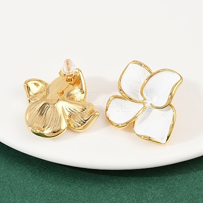 304 Stainless Steel Enamel Flower Stud Earrings EJEW-A138-02G-1