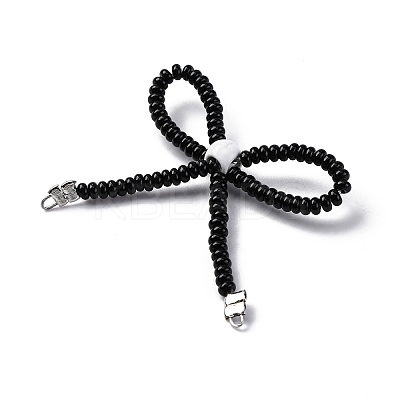 Alloy & Glass Seed Beads Bowknot Chandelier Component Links PALLOY-D359-03D-1