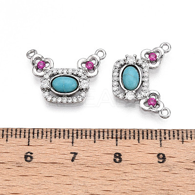 Synthetic Turquoise Rectangle with Flower Pendants KK-N258-15P-1