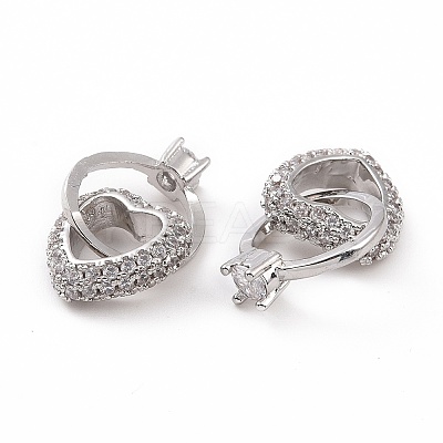 Brass Micro Pave Clear Cubic Zirconia Pendants KK-E068-VC471-1