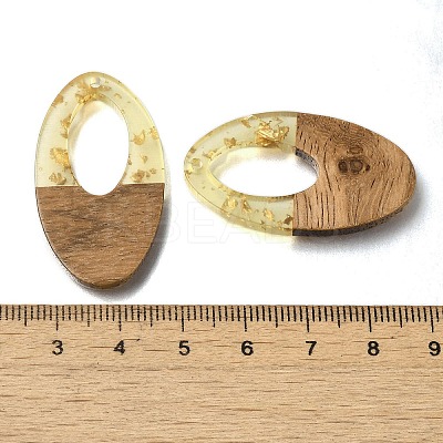 Transparent Resin & Walnut Wood Pendants RESI-XCP0002-21-1