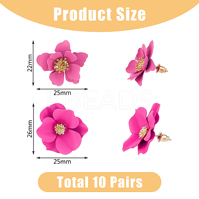 10 Pairs 10 Style Alloy 3D Flower Stud Earrings EJEW-FI0001-92-1
