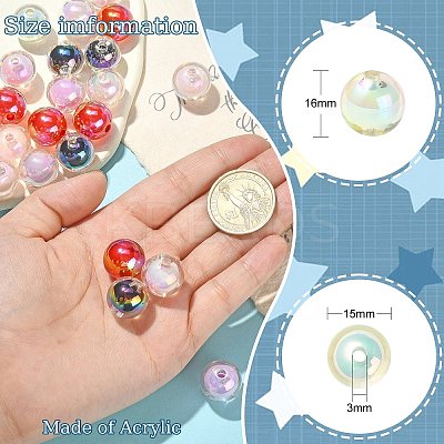 100Pcs UV Plating Transparent Rainbow Iridescent Acrylic Beads TACR-CJ0001-59-1