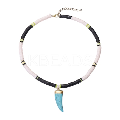 Handmade Polymer Clay Heishi Beads Pendant Necklaces X1-NJEW-JN02816-1