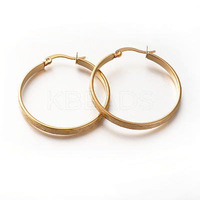 Lady's 304 Stainless Steel Hoop Earrings X-EJEW-N023-08E-1