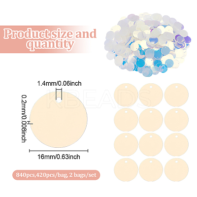 Iridescent PVC Paillette/Sequins Pendants PVC-GO0001-02A-1