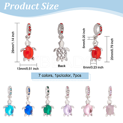 7Pcs 7 Colors Glass European Dangle Charms RB-OC0001-06-1