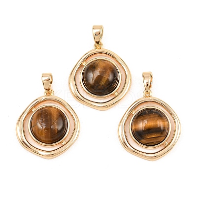 Natural Tiger Eye Pendants KK-H538-22B-G-1