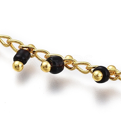 Brass Handmade Glass Beaded   Necklaces NJEW-JN03135-03-1