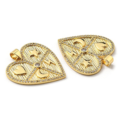Brass with Cubic Zirconia Pendants KK-K341-01G-01-1