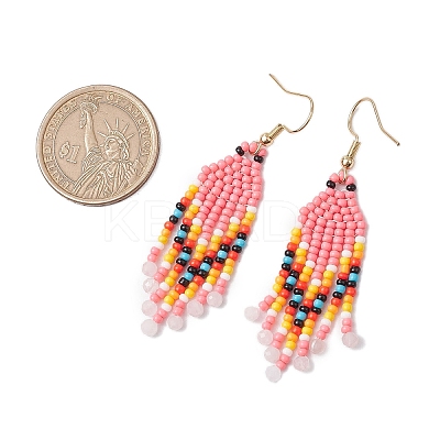 Bohemian Glass Seed Beads Dangle Earrings EJEW-MZ00338-1