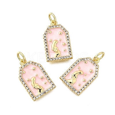 Brass Micro Pave Cubic Zirconia Pendants KK-S523-04G-1