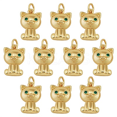 10Pcs Rack Plating Brass Micro Pave Cubic Zirconia Pendants ZIRC-SZ0003-87-1