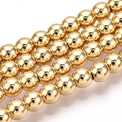 Electroplate Non-magnetic Synthetic Hematite Bead Strands G-Q466-4mm-04-1