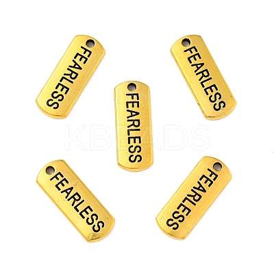 Tibetan Style Alloy Rectangle with Word Fearless Pendants TIBEP-Q043-064AG-RS-1
