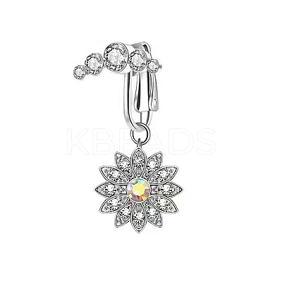 Brass Pave Clear Cubic Zirconia Clip on Belly Rings FS-WG683DA-10-1