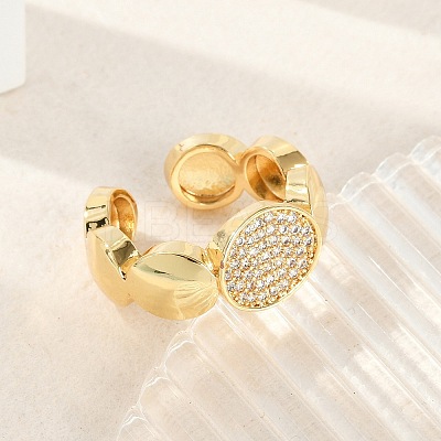 Brass Micro Pave Clear Cubic Zirconia Open Cuff Rings for Women RJEW-M026-01G-01-1