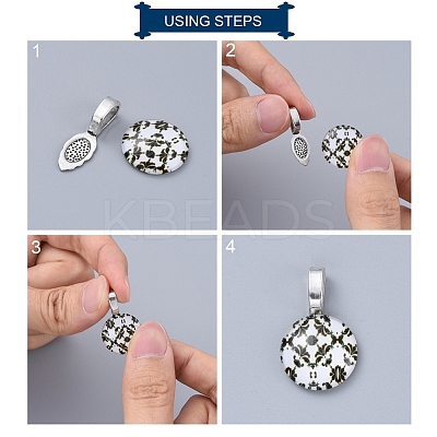 Tibetan Style Alloy Glue-on Flat Pad Bails X-TIBEP-AB3348Y-S-1