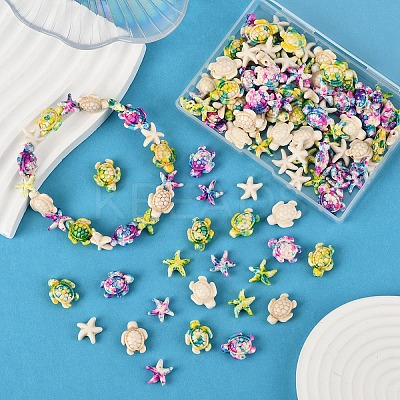 120Pcs 6 Styles Synthetic Turquoise Dyed Beads G-YW0002-30-1