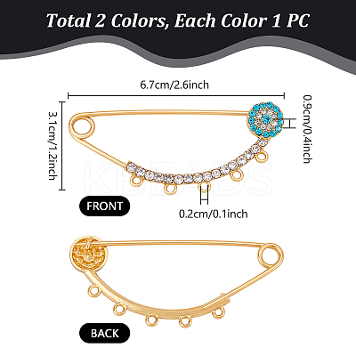 2Pcs 2 Colors Brass Brooch Findings KK-PH0013-71-1