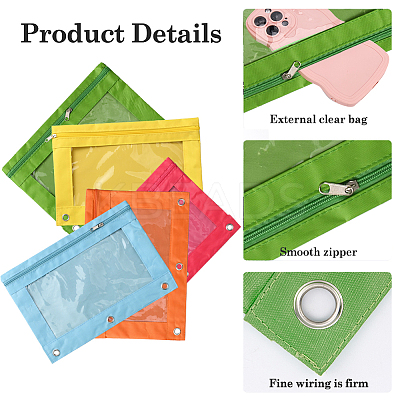 5Pcs 5 Colors Oxford Cloth with Alloy Pen Cases for 3-Ring Binder AJEW-CP0007-99B-1