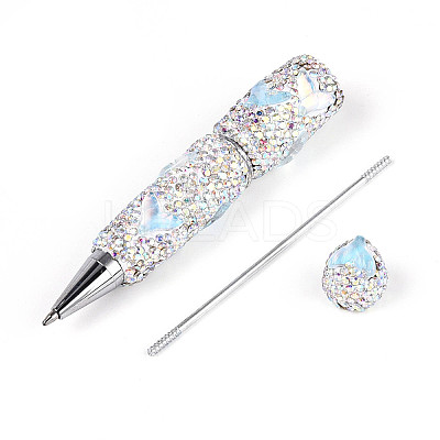 Fishtail Resin & Polymer Clay Pave Rhinestone Ball-Point Pen AJEW-T013-05F-1