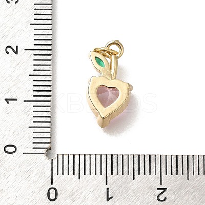 Heart with Leaf Brass Pendants KK-M295-02G-1