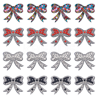 16Pcs 4 Colors Bowknot Rhinestone Patches PATC-TA0001-18-1