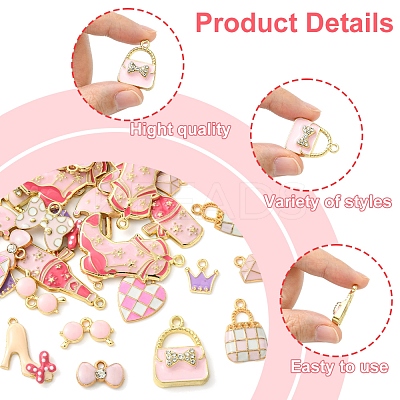 28Pcs 14 Styles Alloy Enamel Pendants ENAM-FS0002-25-1