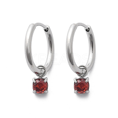 304 Stainless Steel Micro Pave Cubic Zirconia Hoop Earrings STAS-R004-02P-01-1